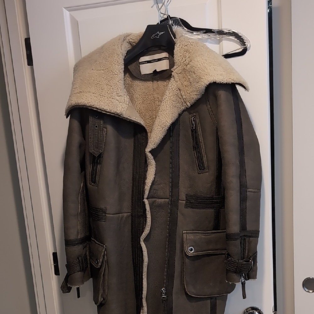 Topshop Shearling Aviator Vtg Trench
